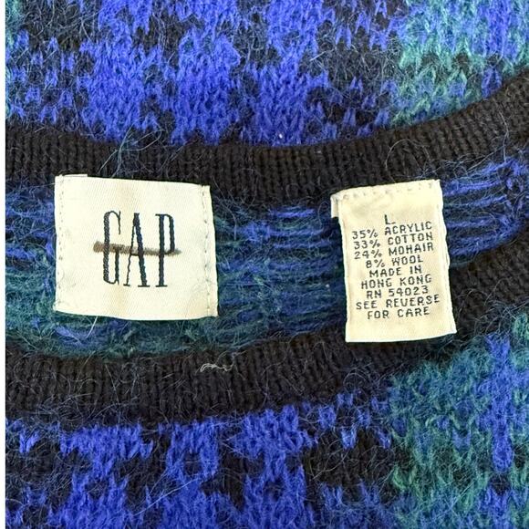 Vintage GAP Women's Sweater Size Large Winter Plaid Mohair Wool Y2K Tartan Cozy - Picture 8 of 9